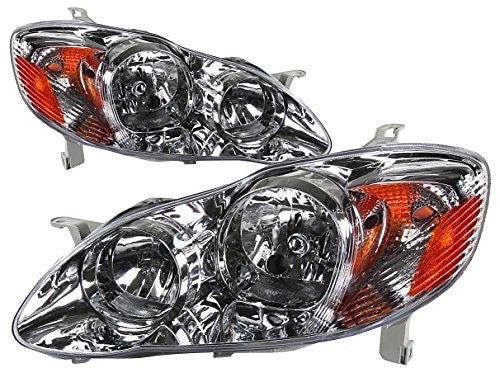 CHROME HOUSING AMBER CORNER HEADLIGHTS REPLACEMENT FOR 03-08 COROLLA