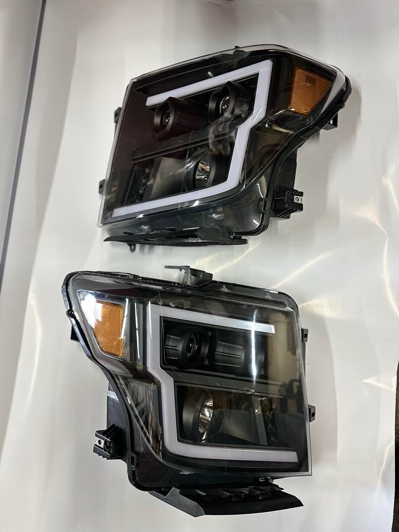 17-22 NISSAN TITAN LED DRL G3 HEADLIGHTS BLACK AMBER
