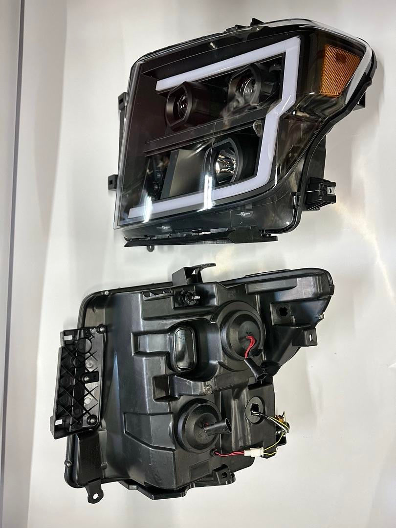 17-22 NISSAN TITAN LED DRL G3 HEADLIGHTS BLACK AMBER