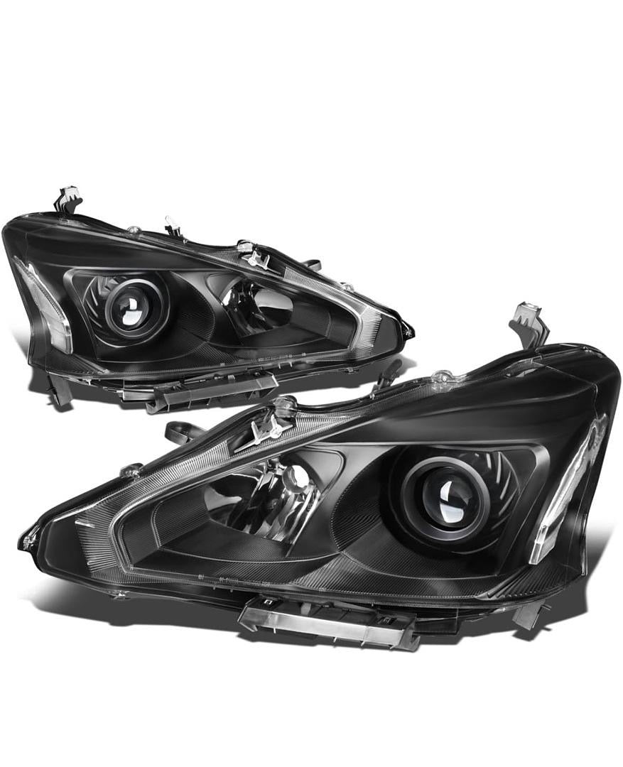 13-15 NISSAN ALTIMA SEDAN BLACK HOUSING AND CLEAR WITH AMBER PROJECTOR HEADLIGHTS