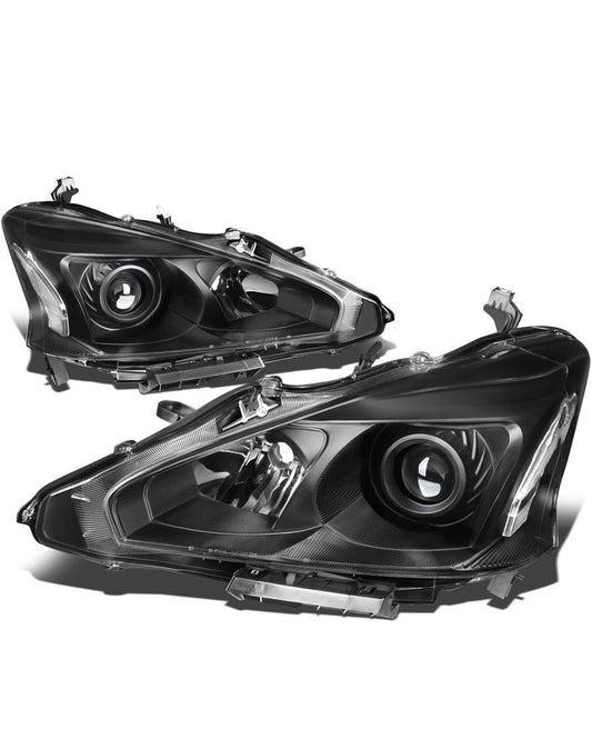13-15 NISSAN ALTIMA SEDAN BLACK HOUSING AND CLEAR WITH AMBER PROJECTOR HEADLIGHTS