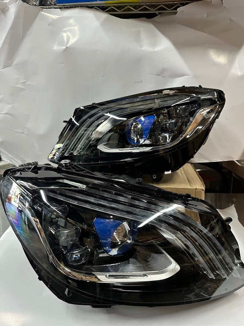 15-20 MERCEDES BENZ C CLASS HEADLIGHTS LED BLUE DYNAMIC ANIMATION DRL TURN SIGNAL DOES NOT FIT 15-18 FACTORY HALOGEN AND 19-20 HIGH MATRIX LAMPS