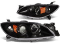 04-09 MAZDA 3 4DR BLACK HOUSING AND CLEAR PROJECTOR HEADLIGHTS