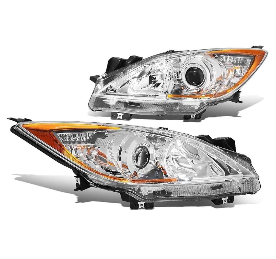 CHROME HOUSING AMBER CORNER PROJECTOR HEADLIGHTS REPLACEMENT FOR 10-13
