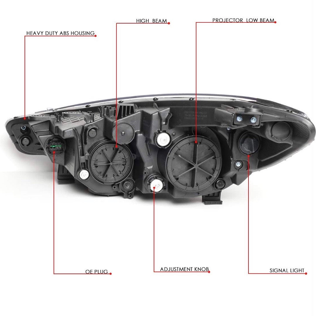 CHROME HOUSING PROJECTOR HEADLIGHTS REPLACEMENT FOR 14-16 FORTE