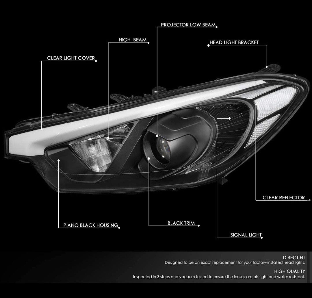 CHROME HOUSING PROJECTOR HEADLIGHTS REPLACEMENT FOR 14-16 FORTE