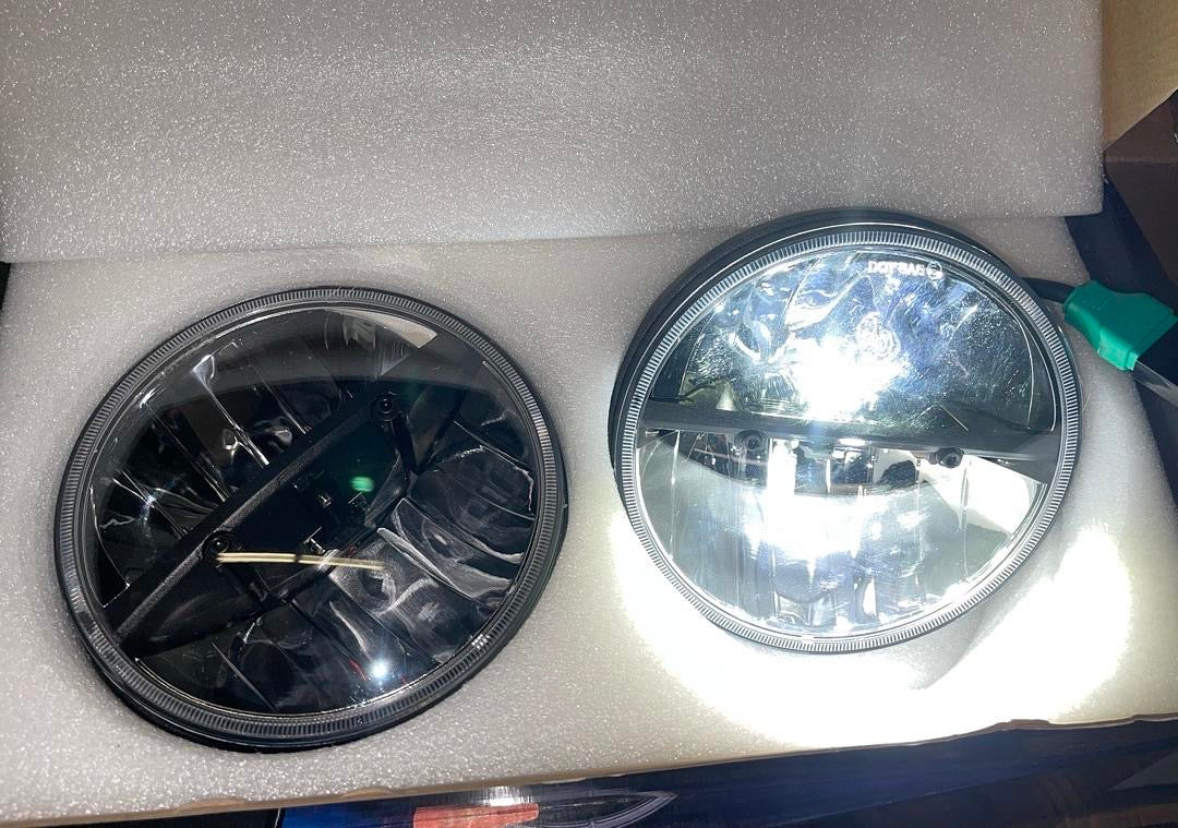 97-17 JEEP WRANGLER JK TJ LJ CJ 18 WRANGLER JK WITH ADAPTER HARNESS (LEFT & RIGHT) DOT APPROVED 7 INCHES LED HEADLIGHT HIGH LOW BEAM COMPATIBLE WITH