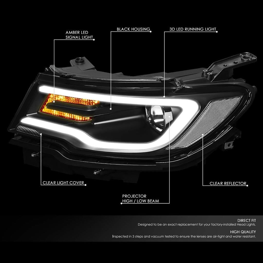 17-21 JEEP COMPASS BLACK HOUSING DRL PROJECTOR HEADLIGHTS