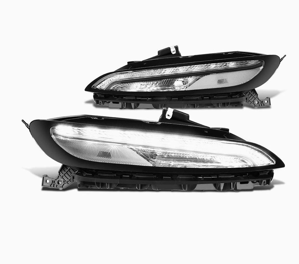 14-18 CHEROKEE PAIR OF PARKING TURN SIGNAL LIGHTS W/ LED DRL CHROME CLEAR REFLECTOR