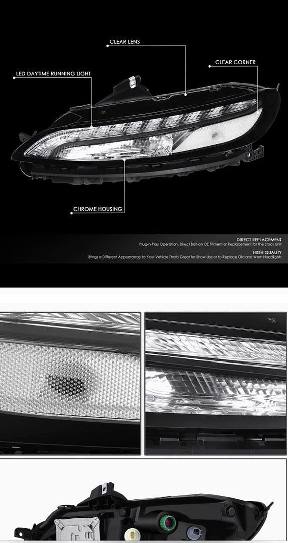 14-18 CHEROKEE PAIR OF PARKING TURN SIGNAL LIGHTS W/ LED DRL CHROME CLEAR REFLECTOR