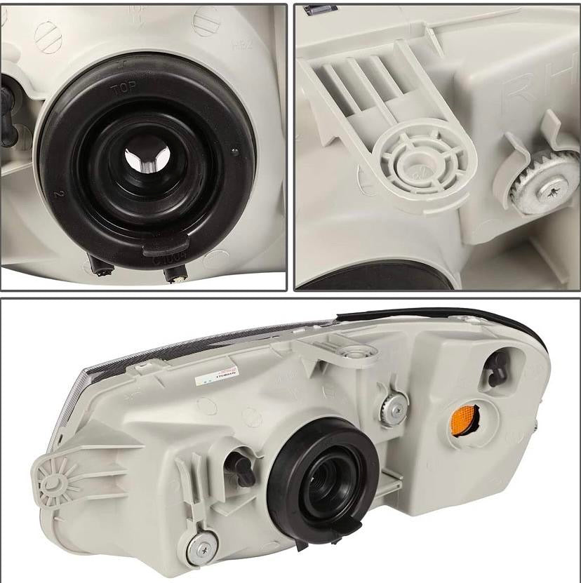 00-02 HYUNDIA ACCENT PAIR OF HEADLIGHTS CHROME HOUSING AMBER REFLECTOR