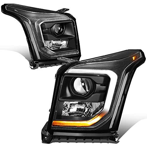 15-20 GMC YUKON BLACK HOUSING FACTORY STYLE LED BAR PROJECTOR HEADLIGHTS PAIR