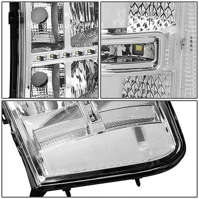 07-13 GMC SIERRA 1500 07-14 SIERRA 2500HD 3500HD CHROME HOUSING LED HEADLIGHTS