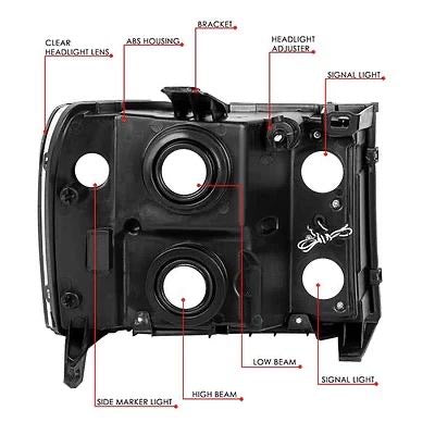 07-13 GMC SIERRA 1500 07-14 SIERRA 2500HD 3500HD CHROME HOUSING LED HEADLIGHTS