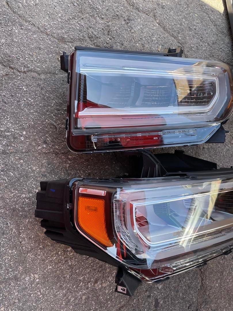 20-22 GMC ACADIA SL SLE SLT DENALI FULL LED HEADLIGHT W/O INTELLIGENT HIGH BEAMS CHROME AMBER