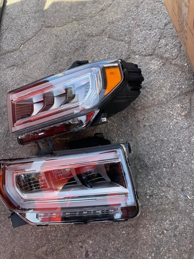 20-22 GMC ACADIA SL SLE SLT DENALI FULL LED HEADLIGHT W/O INTELLIGENT HIGH BEAMS CHROME AMBER