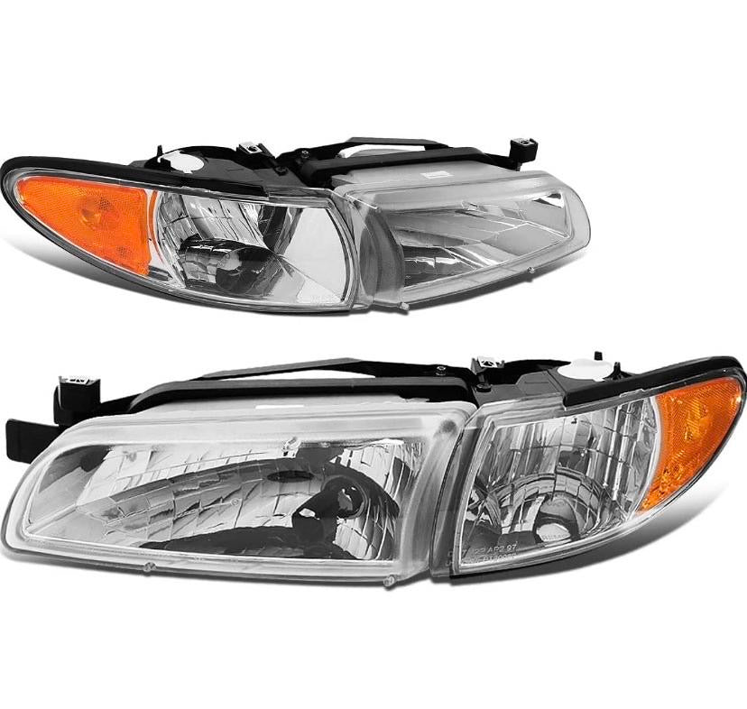 97-03 CHEVY PONTIAC GRAND PRIX CHROME AMBER HEADLIGHTS
