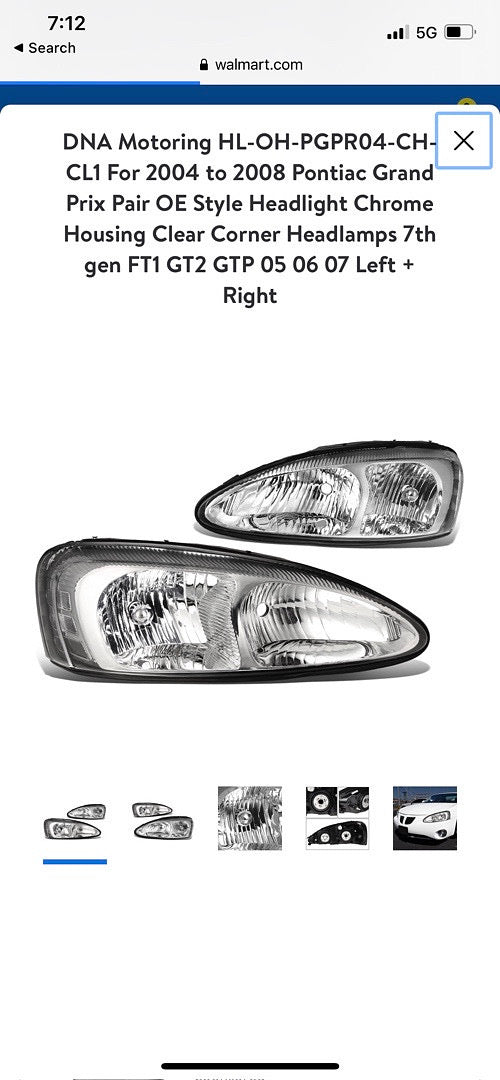 04-08 PONTIAC GRAND PRIX chrome clear headlights