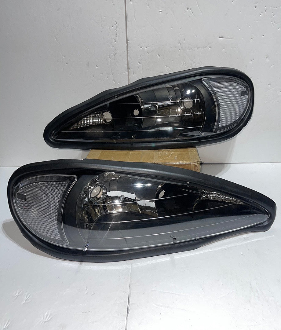 BLACK HOUSING CLEAR SIDE HEADLIGHTS REPLACEMENT FOR 99-05 GRAND AM