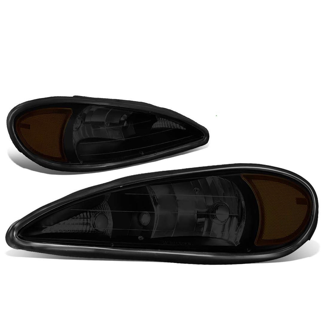 1999-2005 GRAND AM BLACK HOUSING SMOKED AMBER HEADLIGHT
