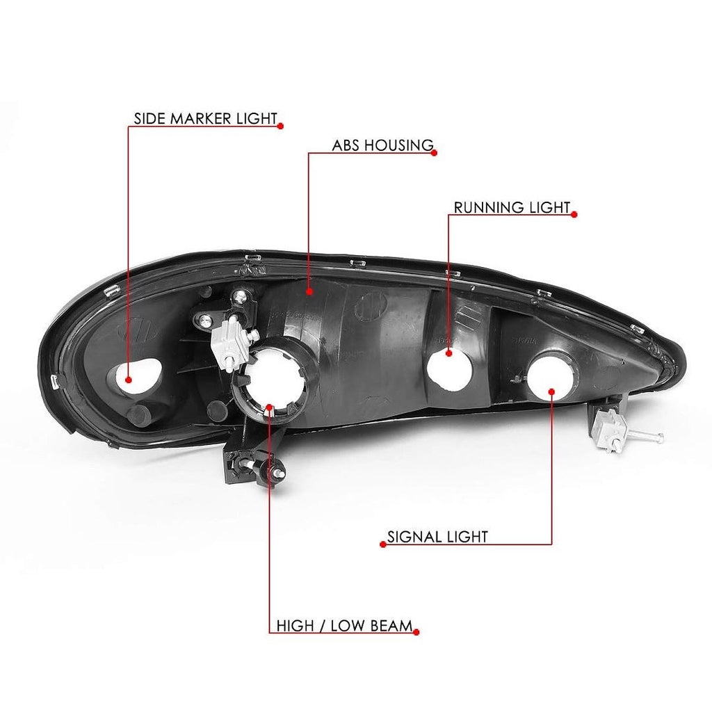 1999-2005 GRAND AM BLACK HOUSING SMOKED AMBER HEADLIGHT