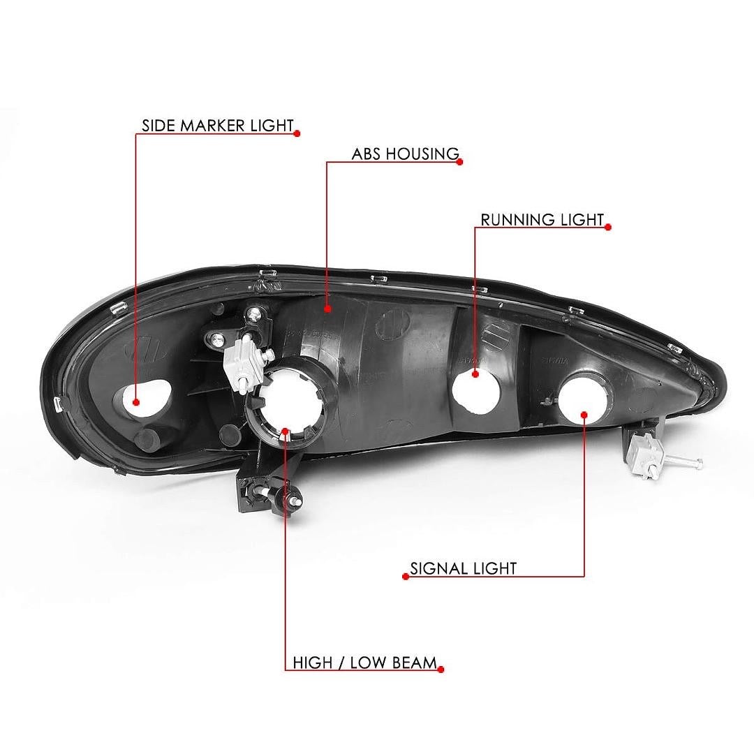 1999-2005 GRAND AM BLACK HOUSING SMOKED AMBER HEADLIGHT