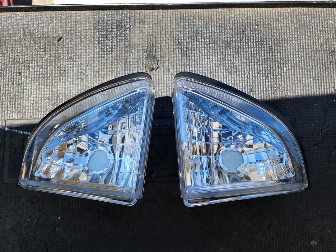87-93 FORD MUSTANG FRONT HEADLIGHT SIDE FRONT PARK LIGHTS CHROME CLEAR