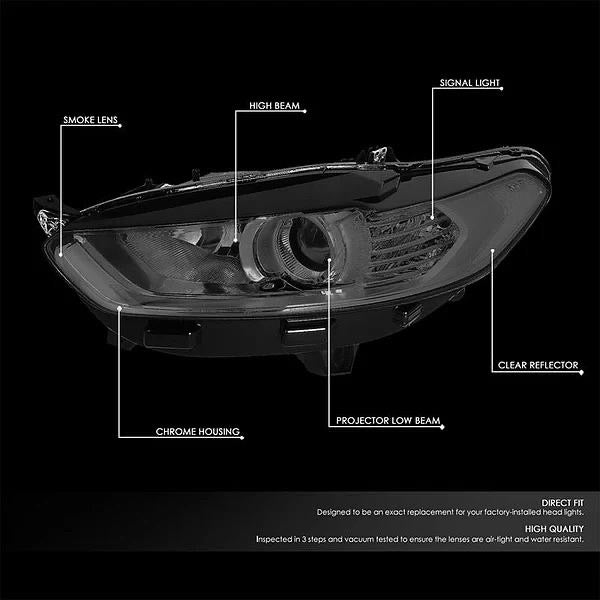 13-16 FORD FUSION SMOKE HOUSING CLEAR HEADLIGHTS LED SIDE MARKER