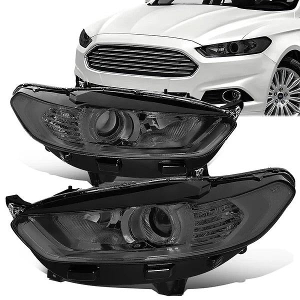 13-16 FORD FUSION SMOKE HOUSING CLEAR HEADLIGHTS LED SIDE MARKER