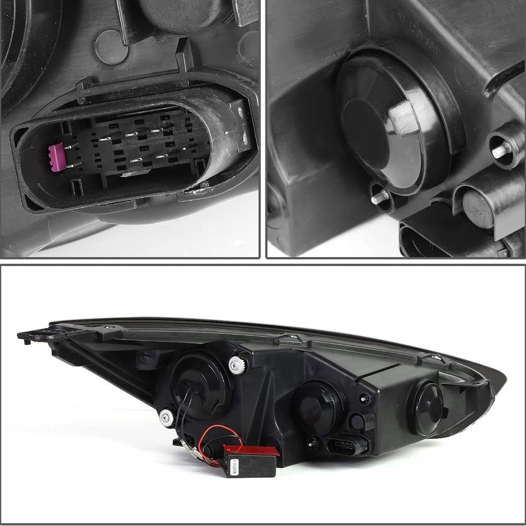 Open box REFURBISHED SMOKE LENS PROJECTOR HEADLIGHTS WITH DUAL U-HALO DRL REPLACEMENT FOR 15-18 FOCUS