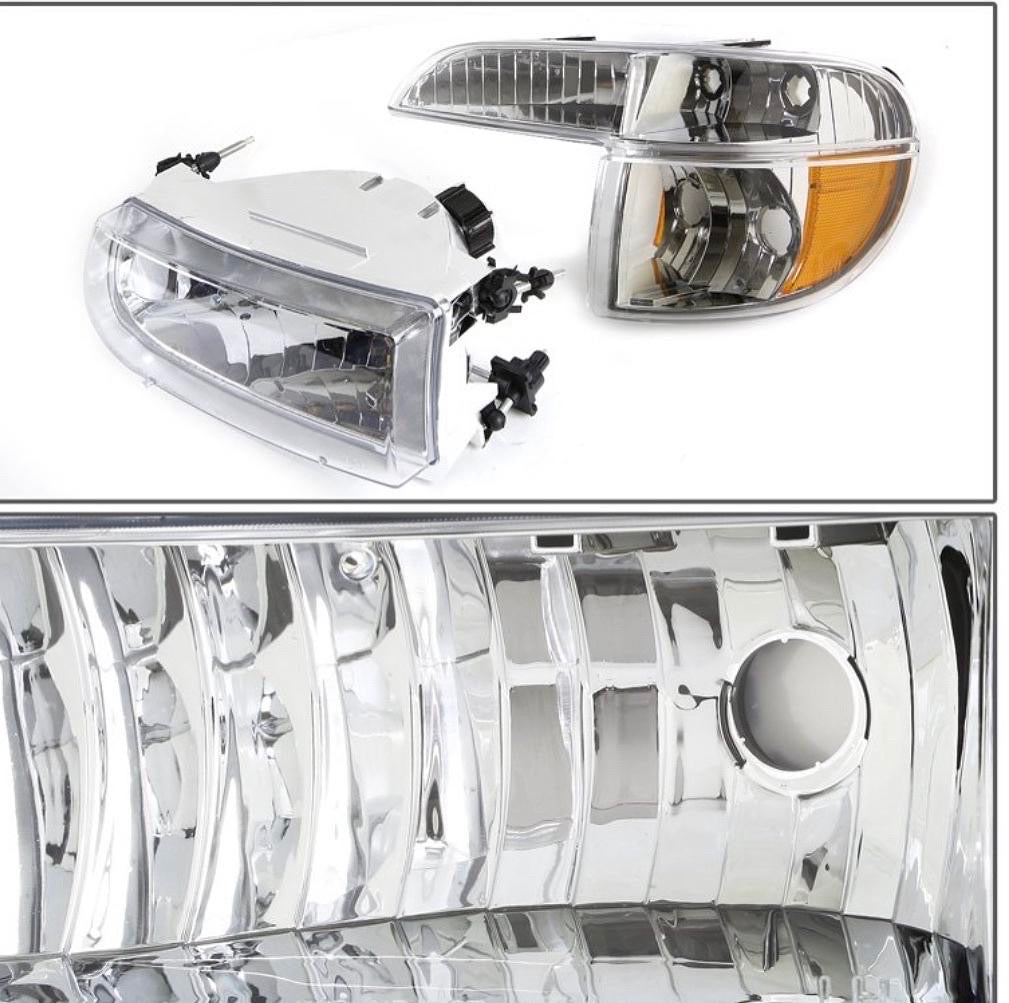 95-01 FORD EXPLORER CHROME AMBER HEADLIGHTS REPLACEMENT