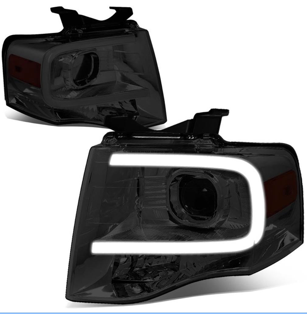 07-14 FORD EXPEDITION LED PROJECTOR SMOKED AMBER HEADLIGHTS