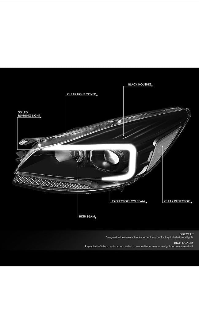 Open Box 13-16 FORD ESCAPE SMOKE LENS PROJECTOR HEADLIGHTS W/ LED DAY TIME RUNNING LIGHT BAR ( SMALL CRACK NOTHING BIG )