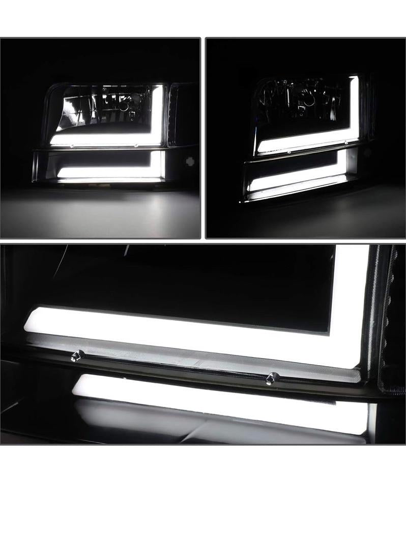 HL-LB-F15092-6P-BK-SM SMOKE LENS HEADLIGHTS COMPATIBLE WITH 92-96 BRONCO F150 F250 F350