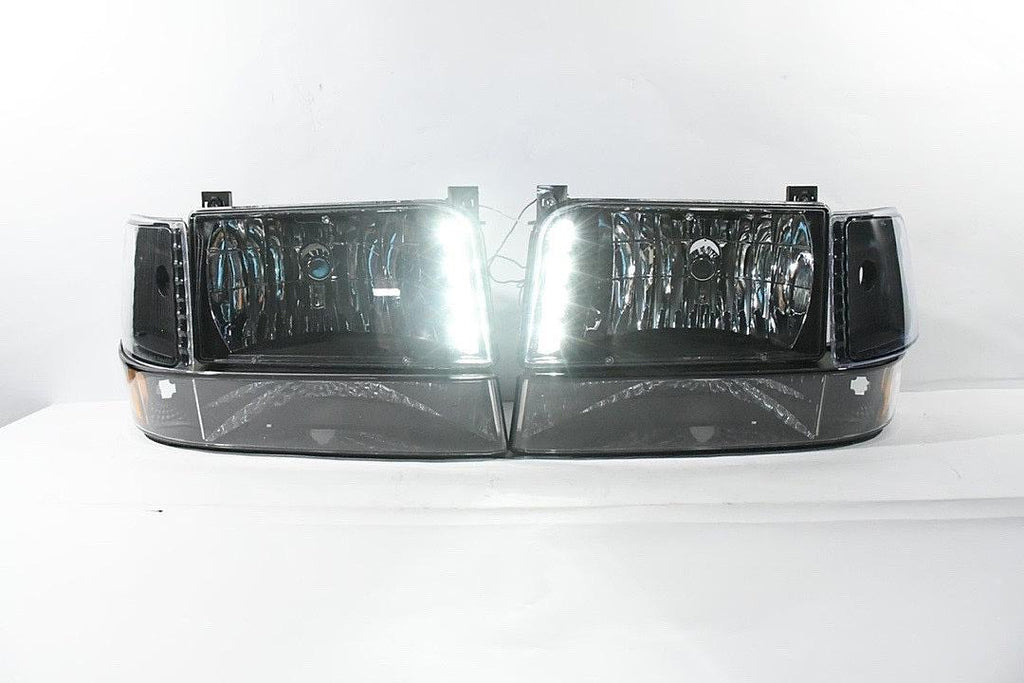 92-96 FORD F-150 F-250 F-350 LED SMOKED CLEAR HL