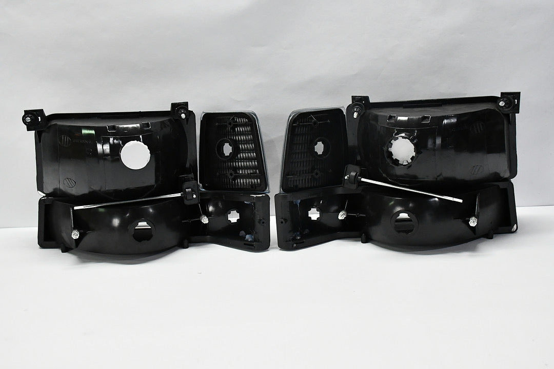 92-96 FORD F-150 / F-250 / F-350 6pc black amber headlights