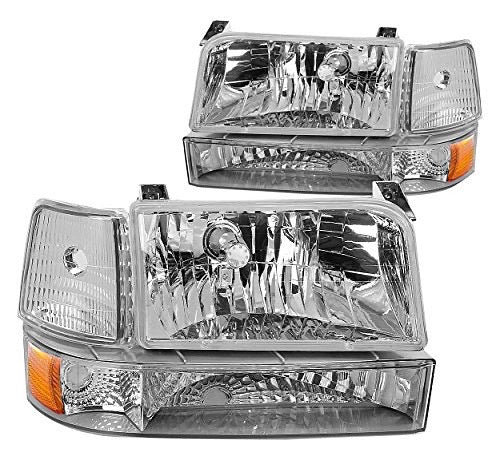 92-96 FORD F-150/ F-250/ F-350 / BRONCO CHROME HOUSING / AMBER HEADLIGHT DRIVER & PASSENGER SIDE