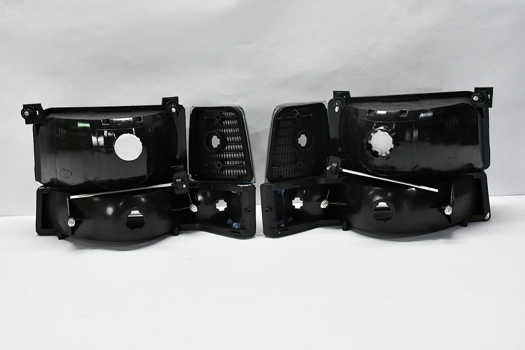 92-96 FORD F-150 / F-250 / F-350 black and amber 6pcs headlights