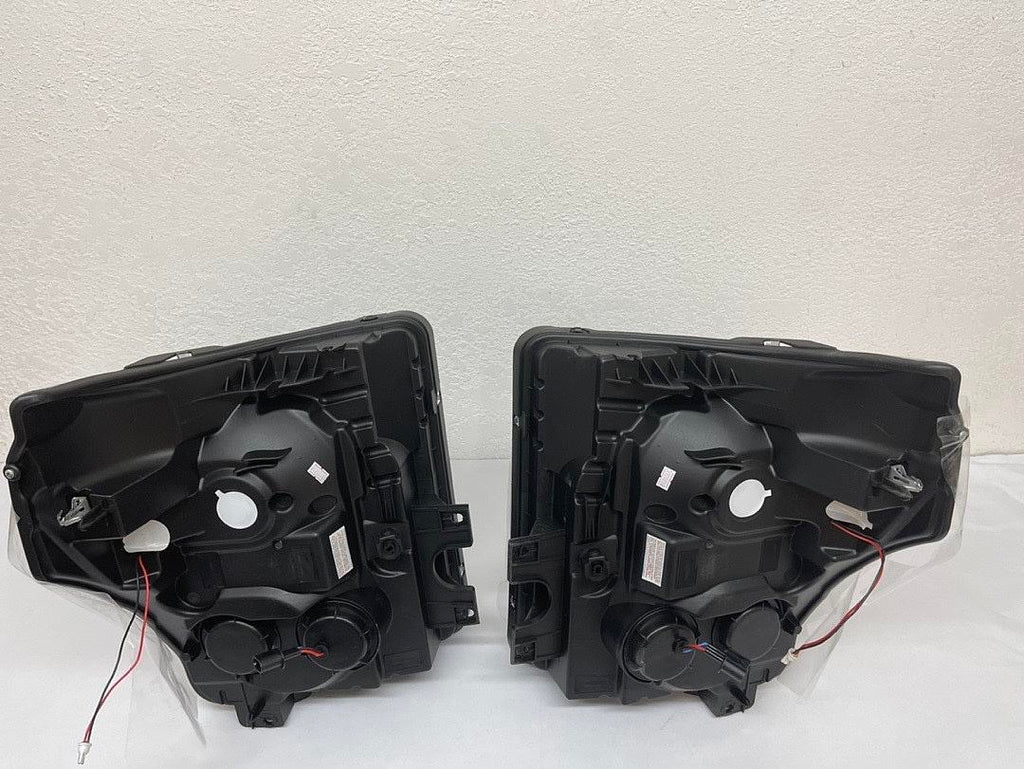 11-16 FORD F-250 / F-350 / F-450 / F-550 SUPER DUTY CHROME HEADLIGHTS W/ LED STRIP & DUAL HALO RING PROJECTORS