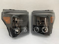 OPEN BOX 11-16 FORD F-250 / F-350 / F-450 / F-550 SUPER DUTY BLACK HOUSING HEADLIGHTS W/ DUAL LED HALO RINGS & PROJECTOR LIGHTING