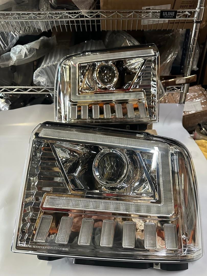 05-07 FORD F-250 F-350 LED CHROME CLEAR PLUG AND PLAY HEADLIGHTS SEQUENTIAL