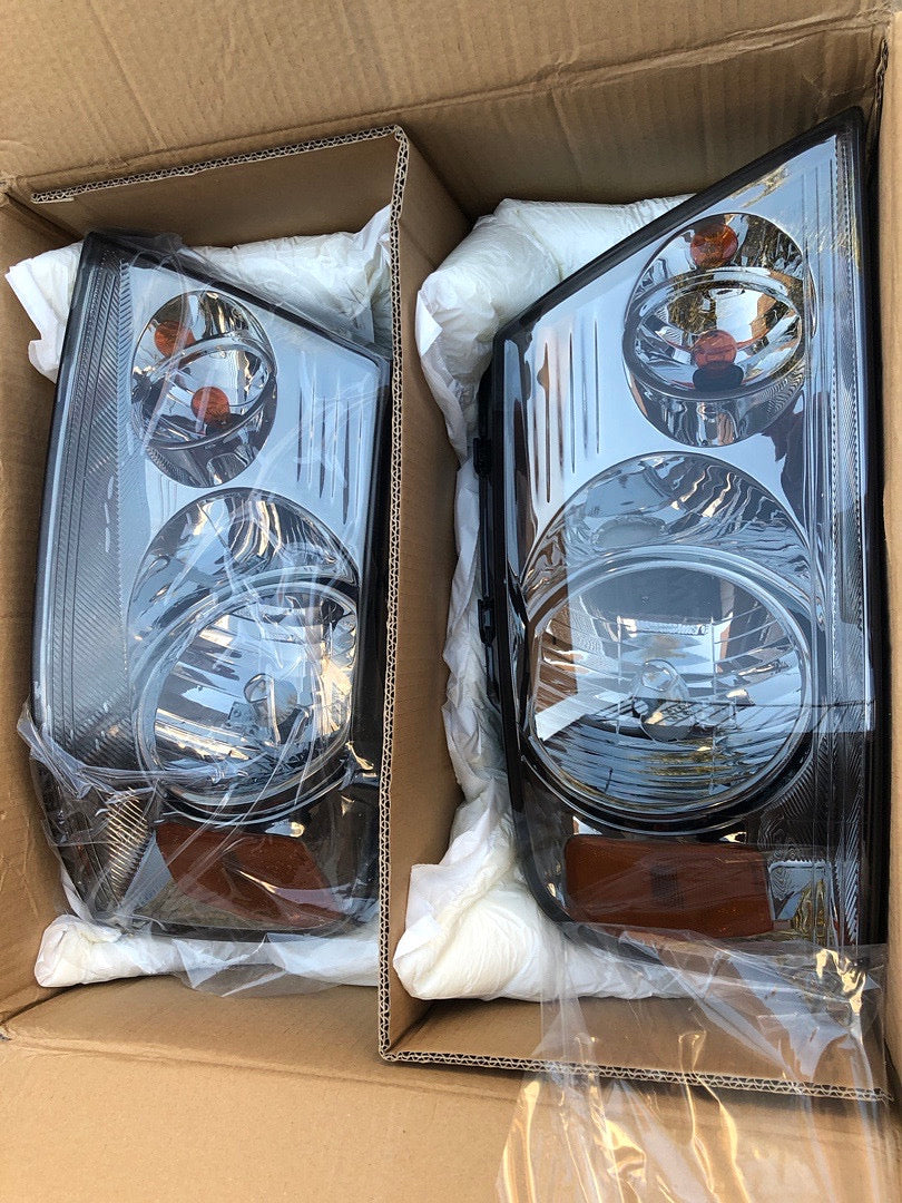 04-08 FORD F-150 / 04-06 LINCOLN MARK LT SMOKED LENS HEADLIGHTS WITH AMBER CORNERS