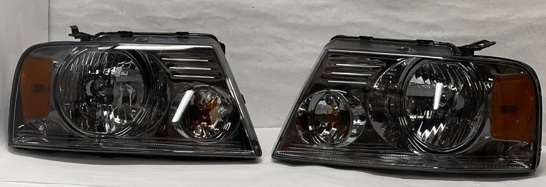 04-08 FORD F-150 / 04-06 LINCOLN MARK LT SMOKED LENS HEADLIGHTS WITH AMBER CORNERS