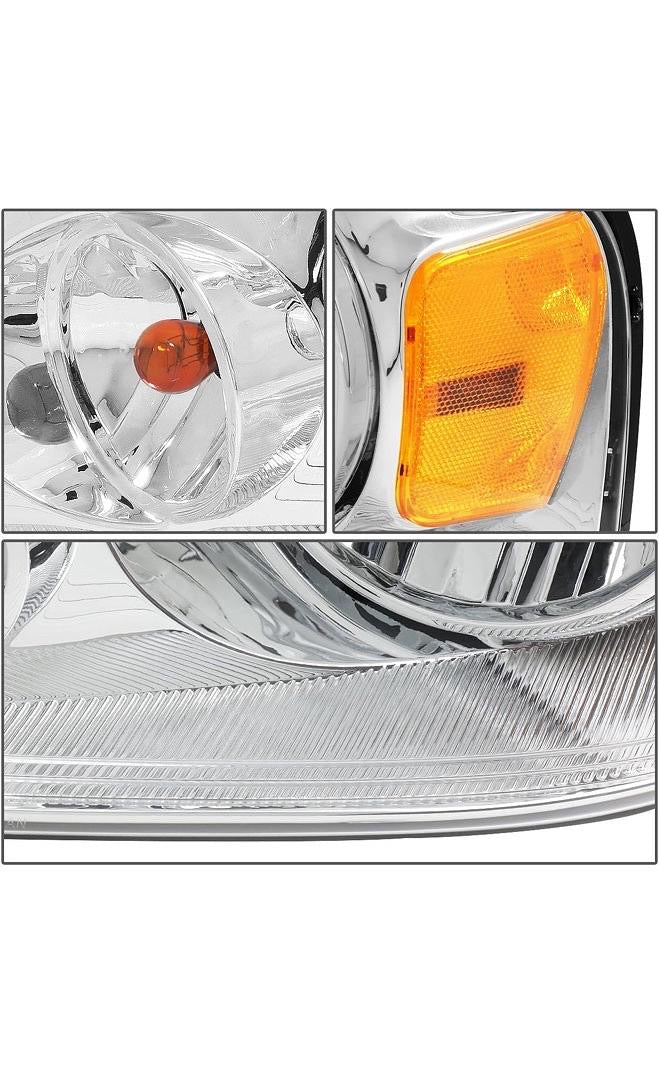 Open Box 04-08 FORD F150 / 06-08 LINCOLN MARK LT OEM STYLE HEADLIGHTS CHROME HOUSING AMBER CORNERS