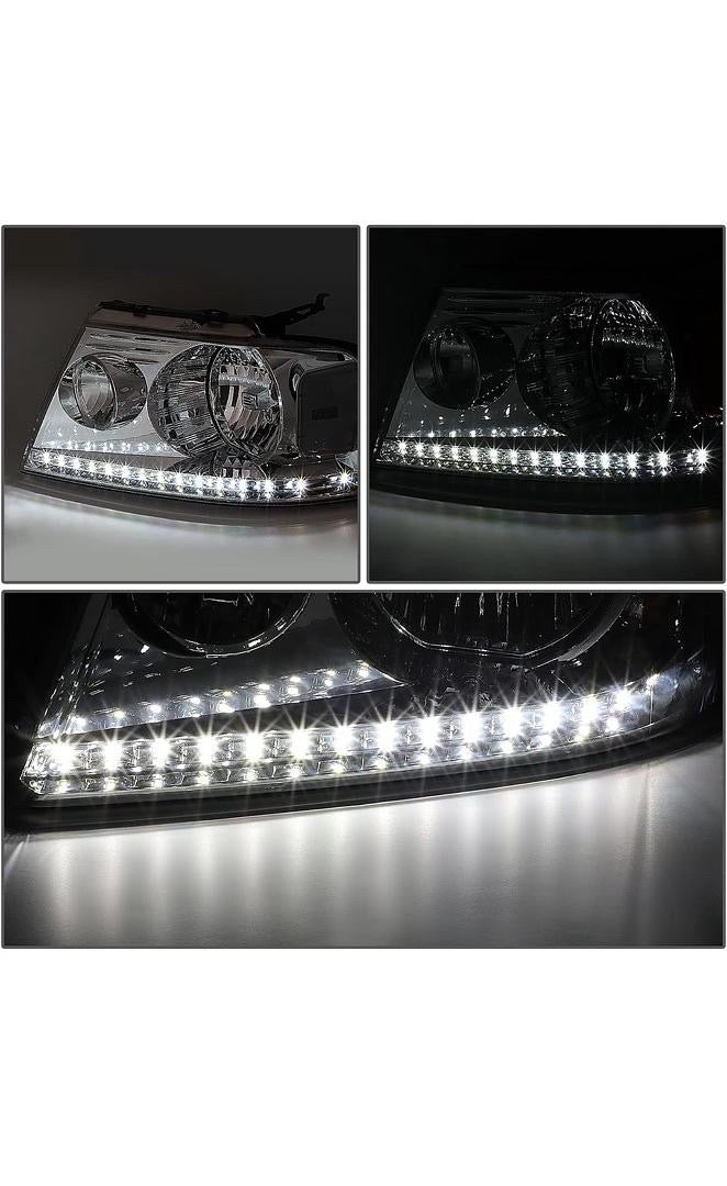 REFURBISHED 04-08 FORD F-150 / 06-08 LINCOLN MARK LT ALL CLEAR HEADLIGHTS W/ LED STRIP