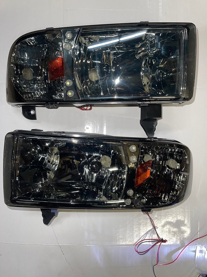 94-01 DODGE RAM 1500 94-02 DODGE RAM 2500 3500 LED SMOKE CRYSTAL EURO HEADLIGHTS