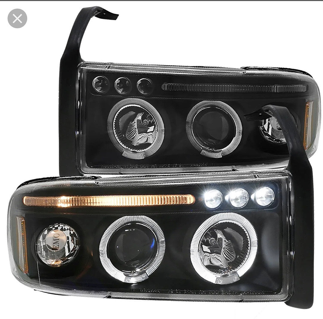 OPEN BOX 94-01 DODGE RAM 1500 94-02 DODGE RAM 2500 3500 LED HALO HEADLIGHTS