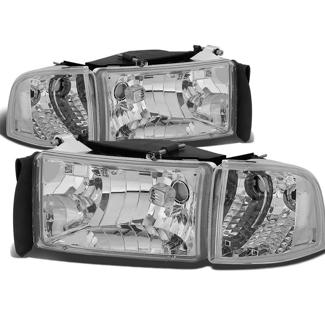 REFURBISHED 94-01 DODGE RAM 1500 DODGE RAM 2500 3500 CHROME HOUSING HEADLIGHTS