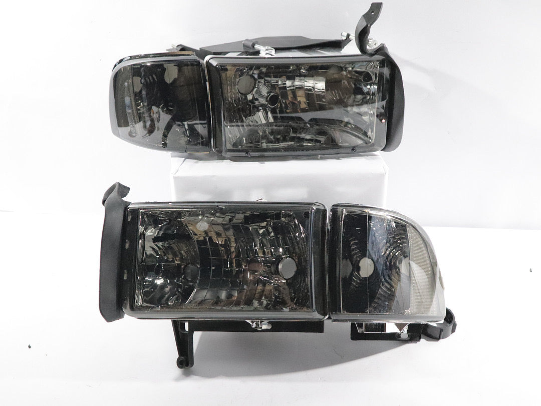 REFURBISHED 94-01 DODGE RAM 1500 94-02 RAM 2500 3500 SMOKED LENS HEADLIGHTS