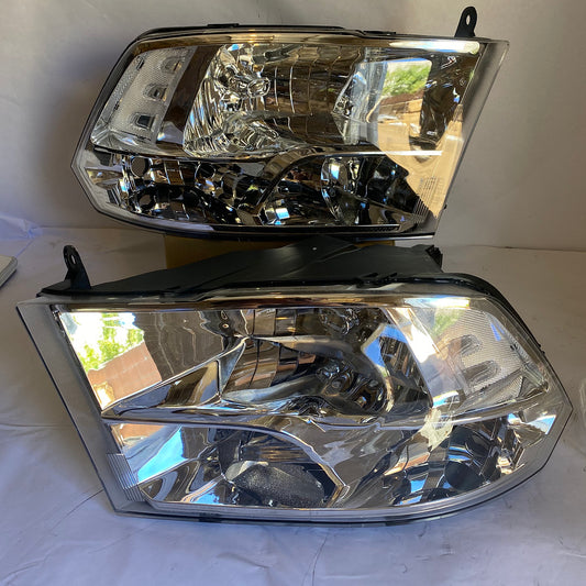09-17 DODGE RAM 1500 10-17 DODGE RAM 2500 3500 CLEAR LENS CHROME HOUSING HEADLIGHTS